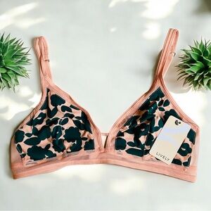 Lively | Floral Mesh Trim Breathable Bralette in Retro Blooms Size Large